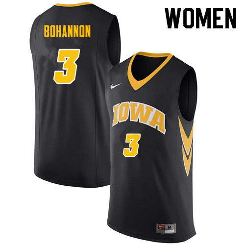 Women #3 Jordan Bohannon Iowa Hawkeyes College Basketball Jerseys Sale-Black - Click Image to Close